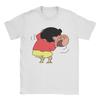 Kawaii Crayon Shinchan Blushing Tshirts Unisex Round Neck Short Sleeve Top Tee Cotton Summer Clothing