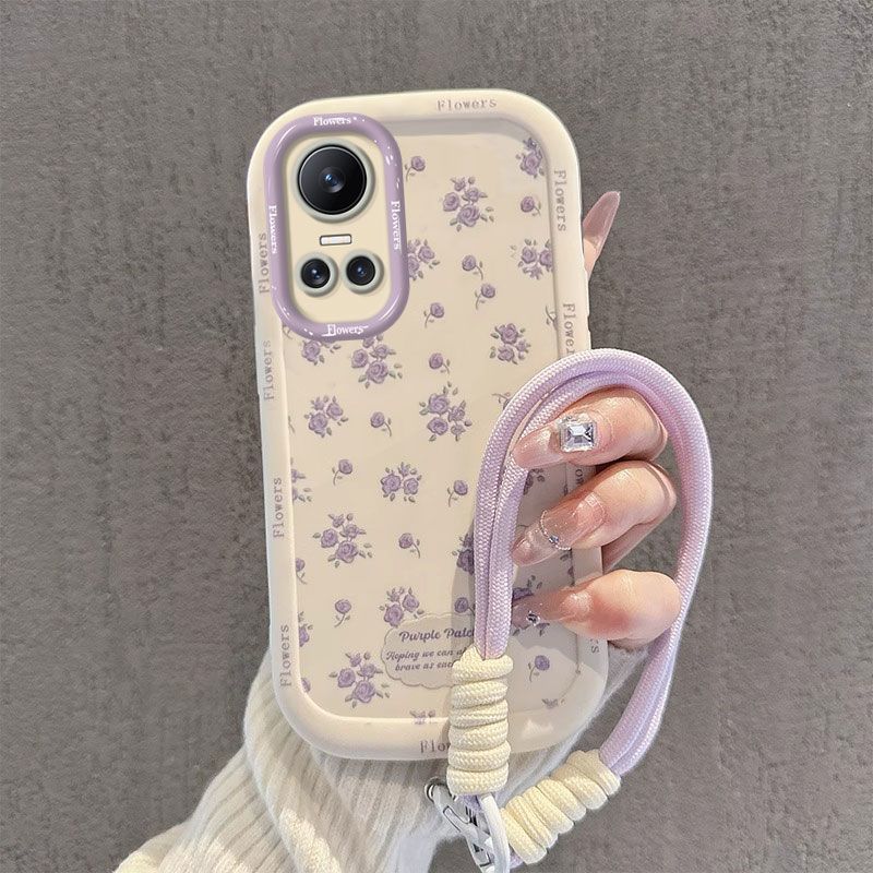 

Realme GTNeo3 Purple Mobile Phone Case Floral Puff Simple Silicone Soft Case realme real me GTNeo3