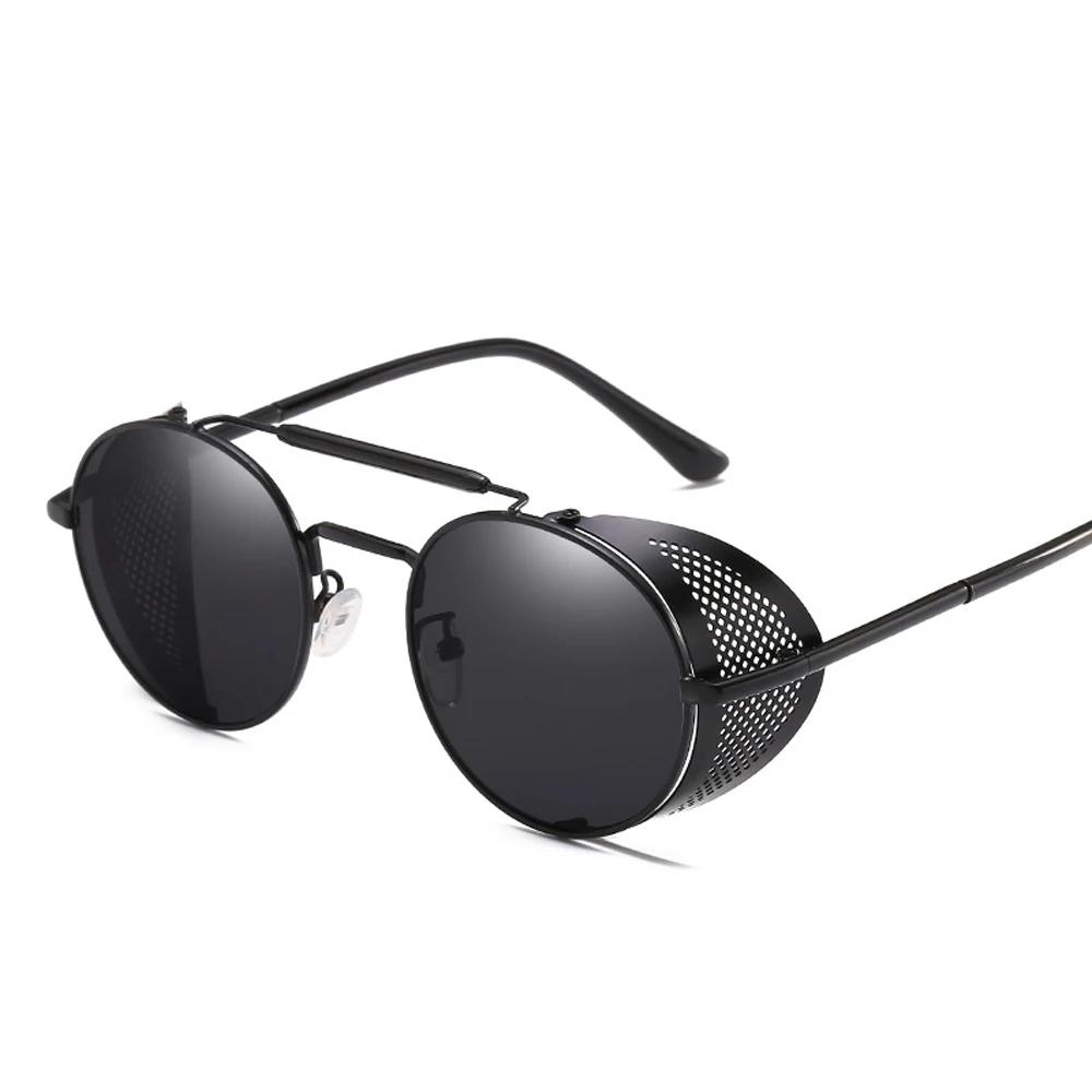 Retro Gothic Steampunk Style Round Metal Frame Sunglasses Men Women Luxury  Designer Shields Lens Sun Glasses Gafas De Sol