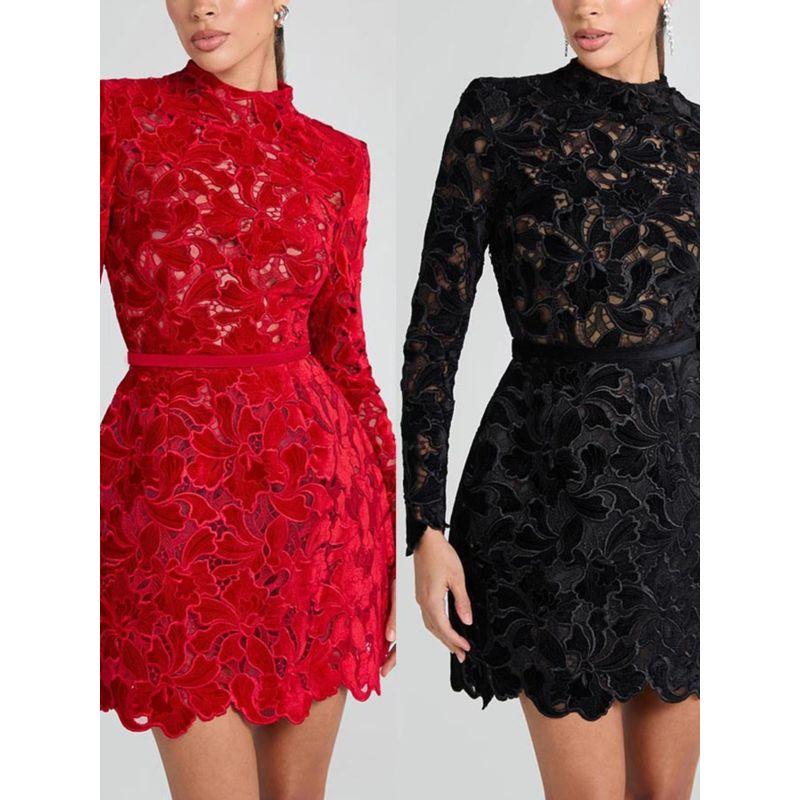 Temperament Long Sleeve Zip-up Fashion Party Dress Autumn and Winter Party Dress Party Winter Dress