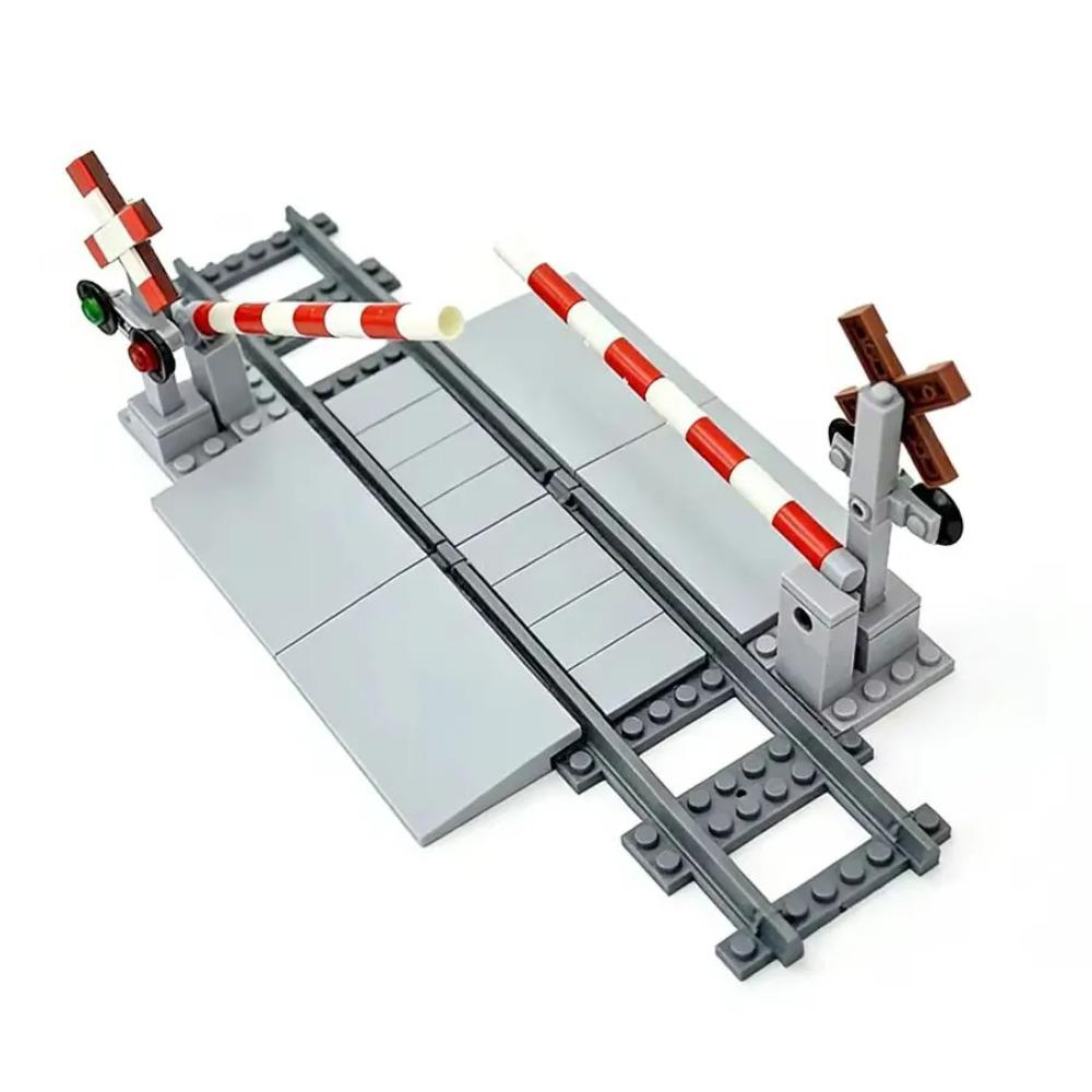 Bâtiments de gare Train Briques de construction Passage à niveau Tampon de voie ferrée Éducatif Ville Express Jouets d'anniversaire pour enfants Marque Compatible