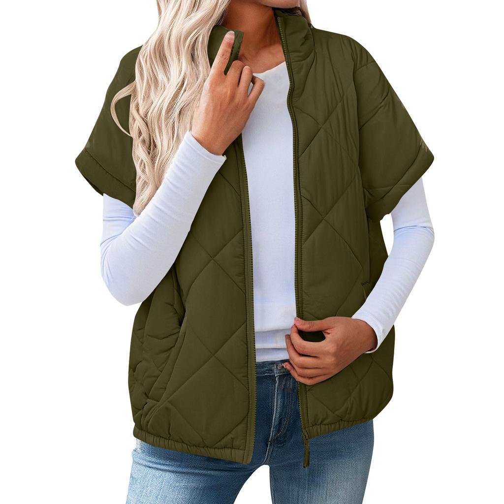 Women's Fashion Light Jacket Stand Collar Multicolor Zipper Button Coat