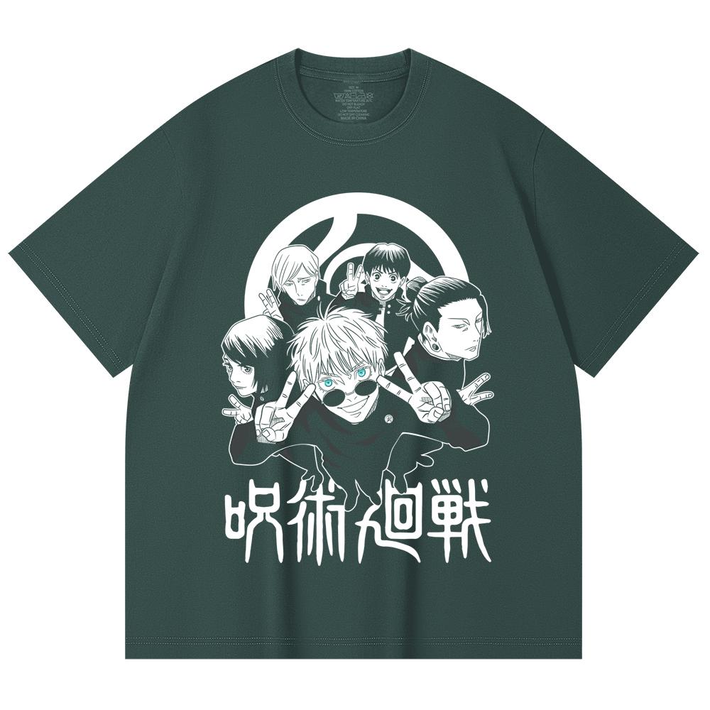 230 g/m² 100% bavlna Jujutsu Kaisen V30 Tým Gojo Potisk Unisex Těžké Bavlněné Tričko