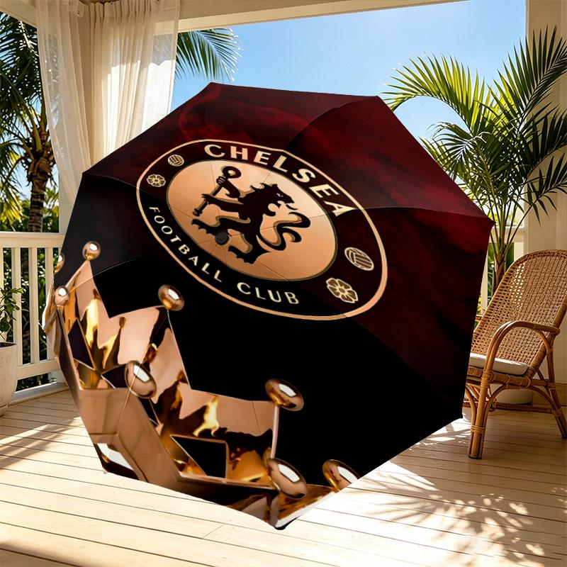Parasol z nadrukiem Chelsea F.C. Automatyczne otwieranie i zamykanie, Przenośny składany parasol, na zewnątrz, do dojazdów, na wycieczkę kempingową, Idealny prezent urodzinowy