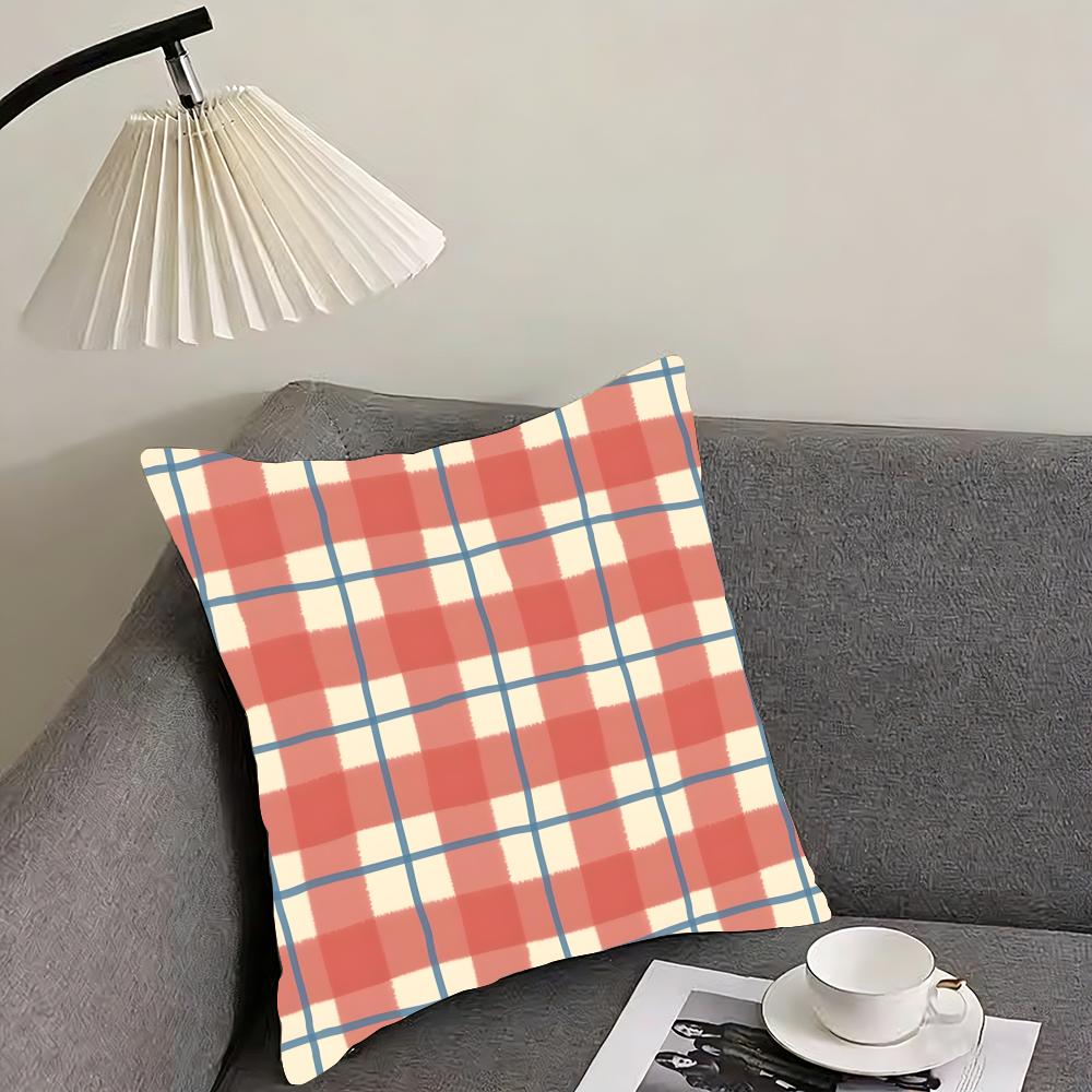 Plaid Luxury Cushion Cover Pillowcase Ultra Soft Skin Friendly Fabric Cloud Like Comfort  Concealed Zipper