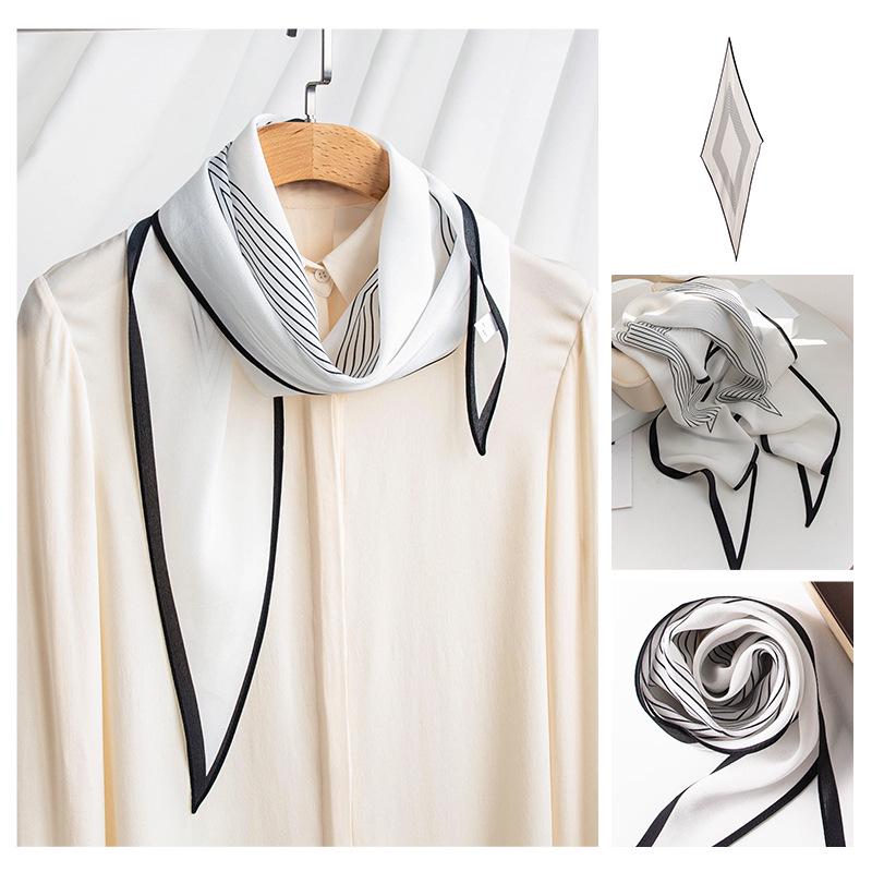 Autumn Women's 100% Mulberry Silk Crepe Double-Sided Scarf – Light Luxury Shawl & Sunscreen Snood