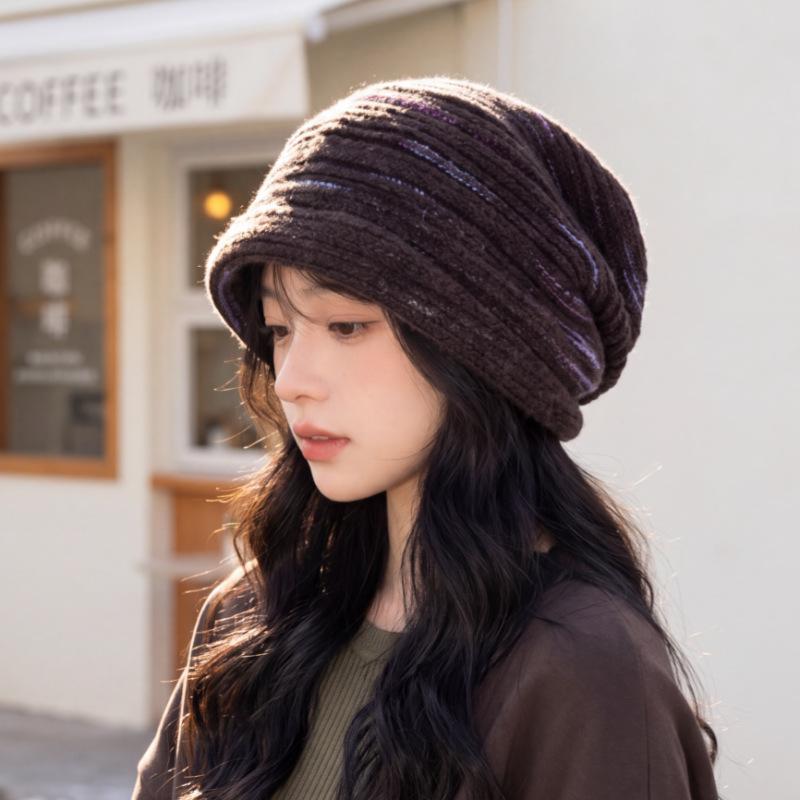 Autumn and winter fashionable women's hats thickened knitted stacking hats for women with small faces and warm confinement hats factory price