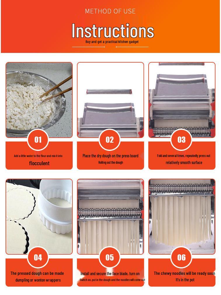 Household Stainless Steel Electric Dough Press for Dumplings, Noodles, and Buns