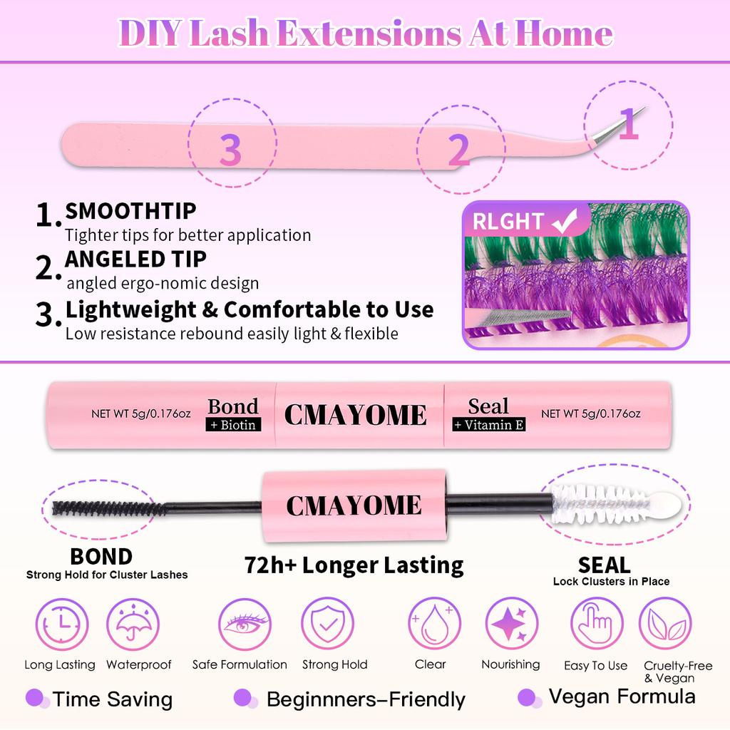 Color D Song Single Cluster False Eyelashes 8-16Mmdiy Segmented Thick Curled Eyelashes