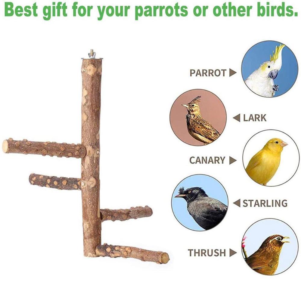 Finches Wooden Natural Conure Bird Perch Parrot Toy Chewing Stick Wood Stand