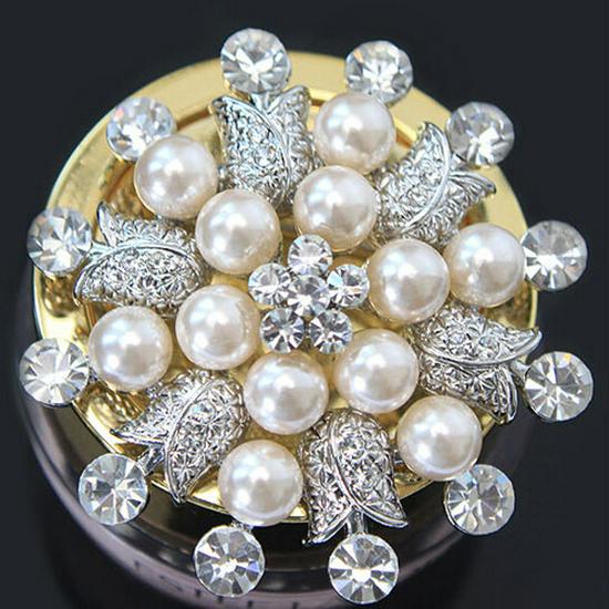 Elegant Pearl Rhinestone Flower Brooch – Bridal Snowflake Corsage