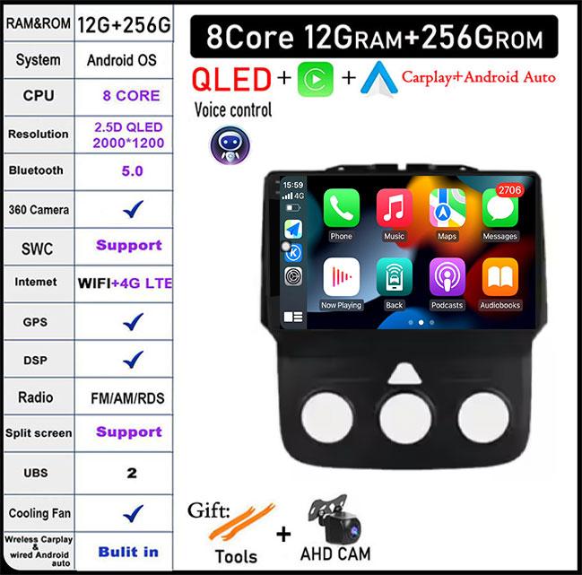 Wireless CarPlay Android 14 Radio For Dodge RAN 1500 2500 3500 2013-2018 GPS Navigation Stereo Car Intelligent Systems 4G WIFI