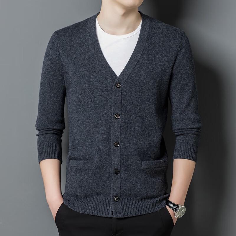 

Yiliteng Men s V-Neck 100% Wool Cardigan Sweater YTMTS1106 185