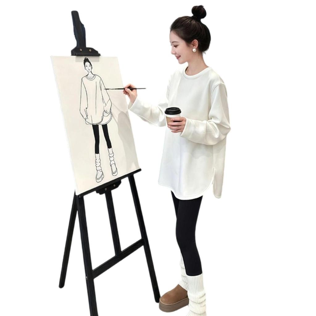 Women's European-Style Long-Sleeve White Base Shirt, Loose Fit, Hip-Length, Pure Cotton, Trendy for Autumn/Winter 2025
