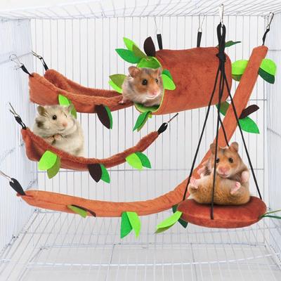 Squirrel Tunnel and Swing Hanging Warm Bed Cage Nest Accessories Hamster Hammock Small Animal