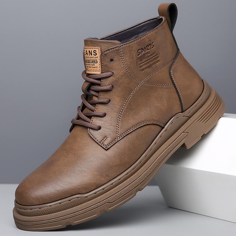 

Ботинки мартин мужские весенне-осенние в британском стиле, высокие, трендовые, короткие ботинки, повседневные рабочие ботинки, ковбойские ботинки, ботинки на платформе, кожаные ботинки 44