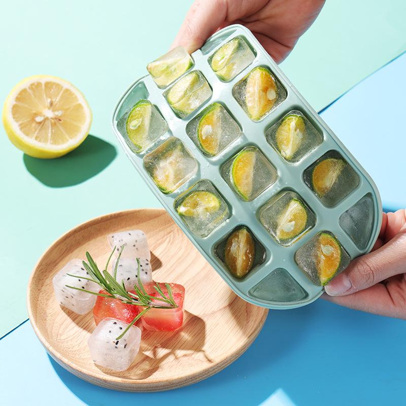 1pc 18 Holes Silicone Ice Tray With Cover 18 Grids Flexible Ice Tray With MoonStar And Heart-shaped Mold For DIY Handmade Ice Cube