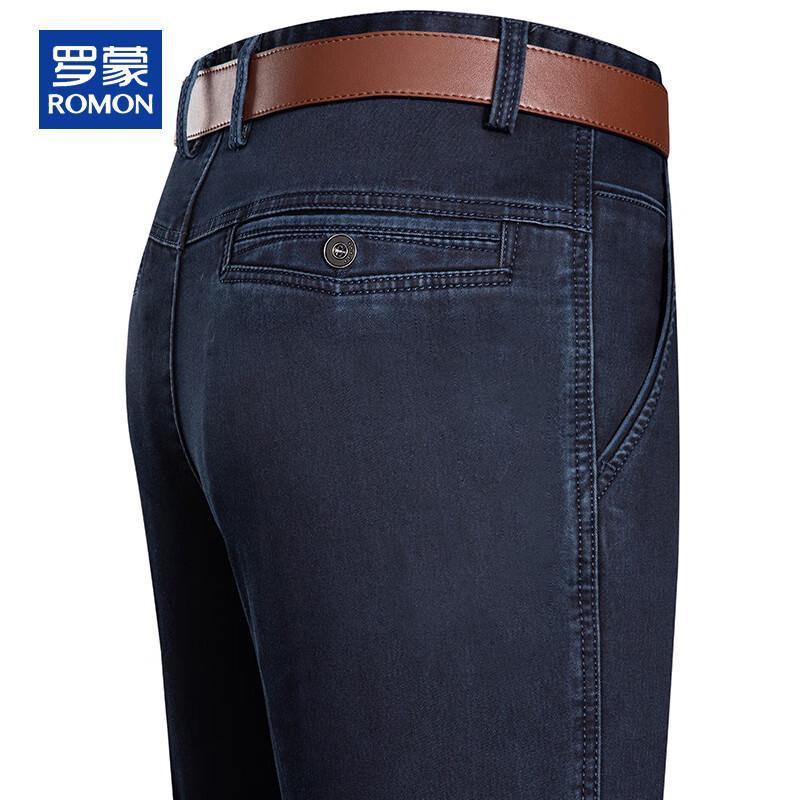 ROMON Men's Autumn/Winter Relaxed Fit Stretch Straight Leg Jeans