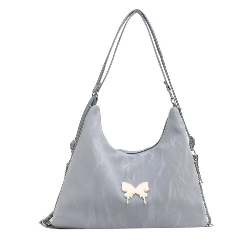 New Backpack Fashion Embroidery Butterfly Simple Dumpling Bag Leisure Soft Surface Large Capacity Women Shoulder Bag