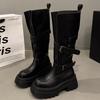 2025 autumn and winter new Maillard retro Martin boots women's versatile thick-soled stacking boots round head tall thin boots