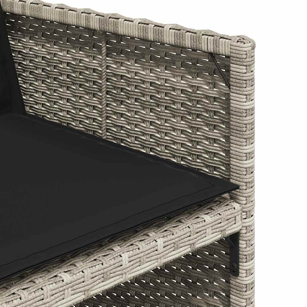 Vidaxl 7-Cz. Garden Furniture Set With Cushions, Grey, PE Rattan