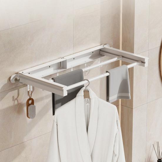 Foldable Drying Rack Wall Mounted Laundry Rack Clothes Drying Rack Double Pole Clothes Rack for Laundry Room Balcony