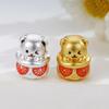 Handmade Sterling Silver 999 Strawberry Bear Macaron Jewelry Charm