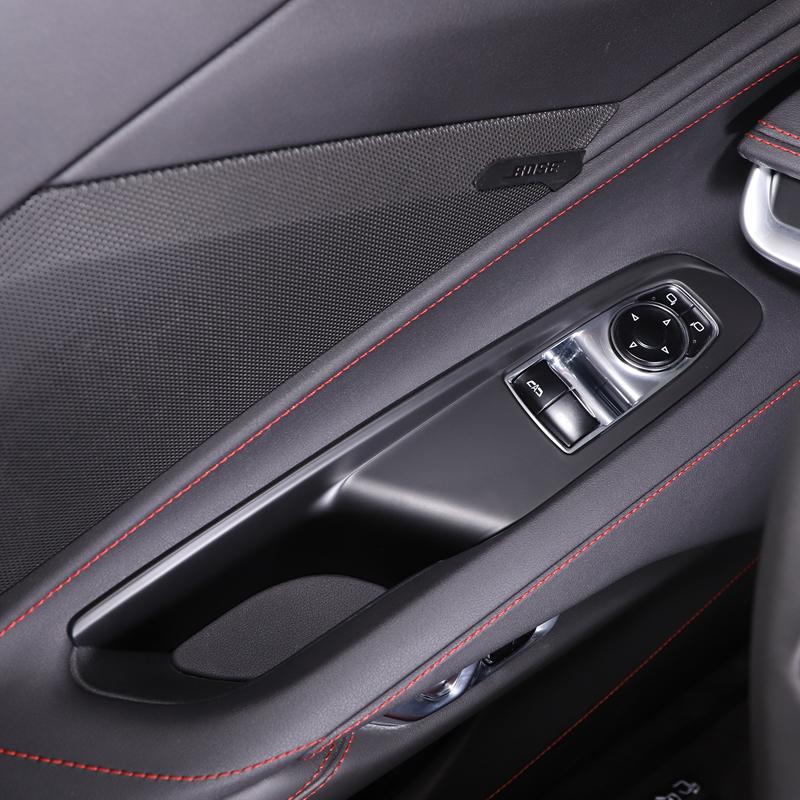 ABS Carbon Car Window Glass Lift Switch Button Control Panel Frame Cover Trim For Chevrolet Corvette C8 -2023 Car