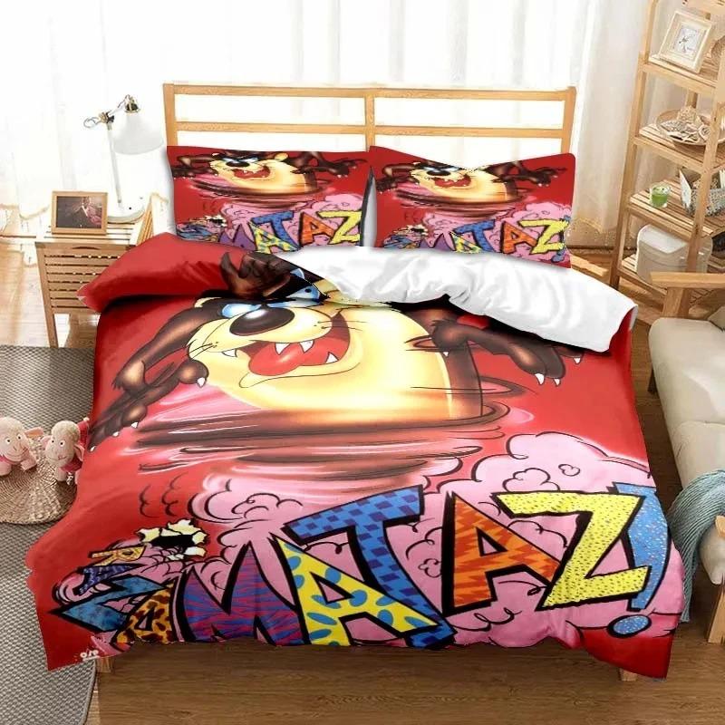 3D Druck Cartoon Tasmanischer Teufel Mode Bettwäsche Set Doppel Einzel König Bettbezug Steppdecke Kissenbezug Jungen Mädchen Erwachsene Schlafzimmer