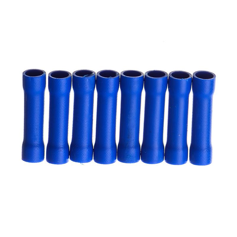 50Pcs/Bag Blue BV2 Tubular Connectors, Insulated 2-in-1 Quick Wire Splice Terminals