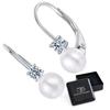 Silver Earrings with 0.1 Ct Moissanites and Pearls, English Silver 925 Hooks