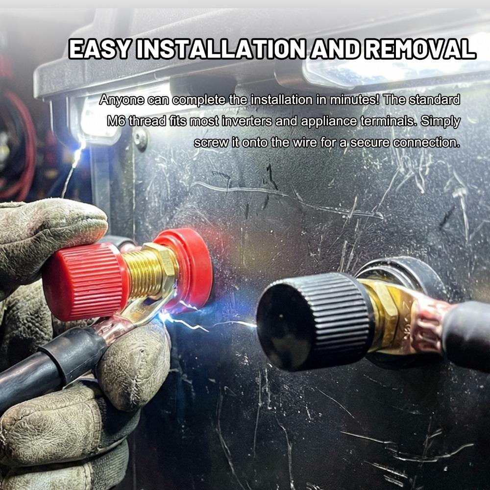 M6 Terminal Block Binding Post Power Terminal Connector 100A Copper Bakelite Inverter Welding Machine Nut Bolt Stud Red Black