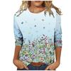 3D Floral and Butterfly Printed Casual Long Sleeved Women's T-shirts - Soft Medium Stretch Polyester Fabric Spring and Autumn Relaxed Fit Clothing