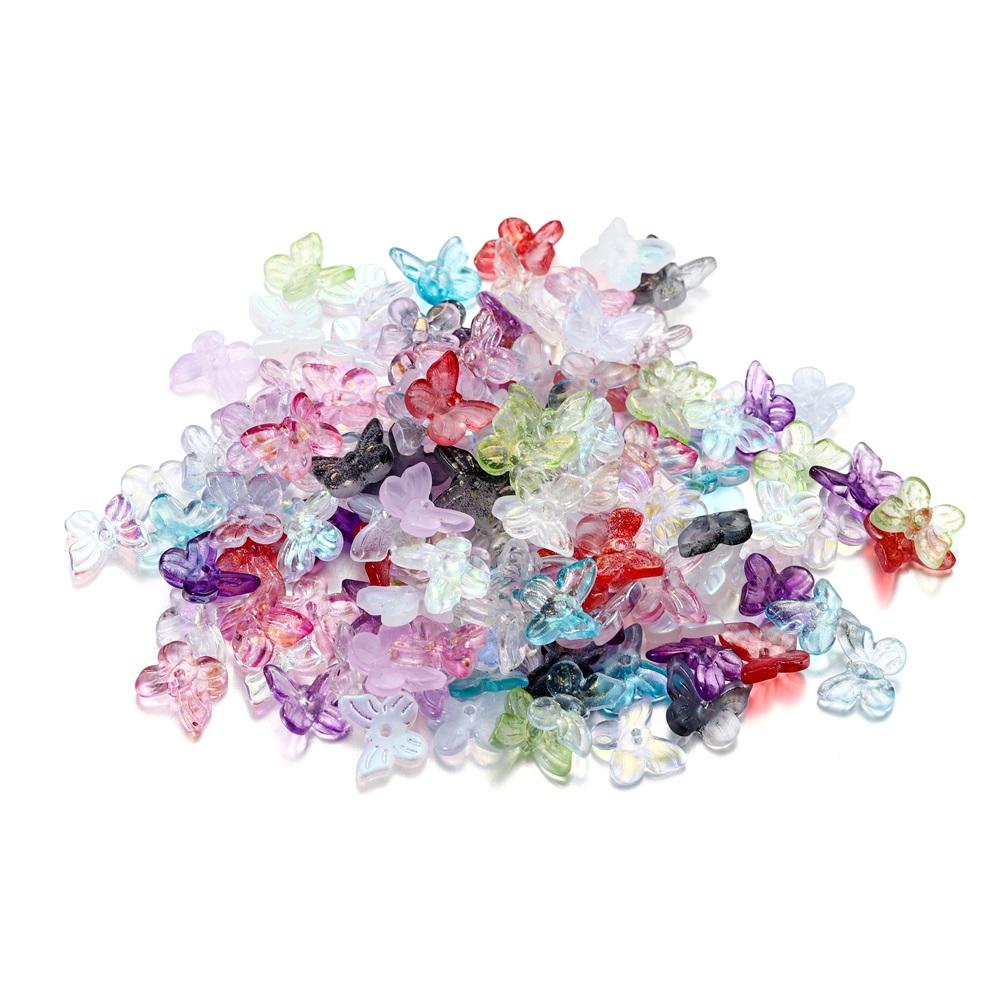 50pcs/bag Mixcolour  Butterfly Shape Glass Bead Seed Beads Loose Beads Bracelet For DIY Jewelry Making Finding Accessories