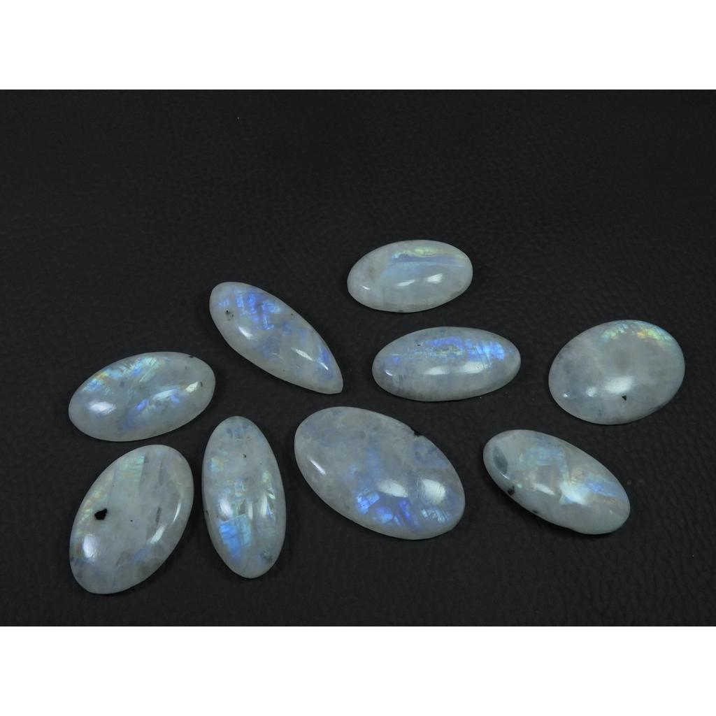 29-33MM Natural Rainbow Moonstone Oval Cabochon Loose Gemstone 09Pcs Lot C-530