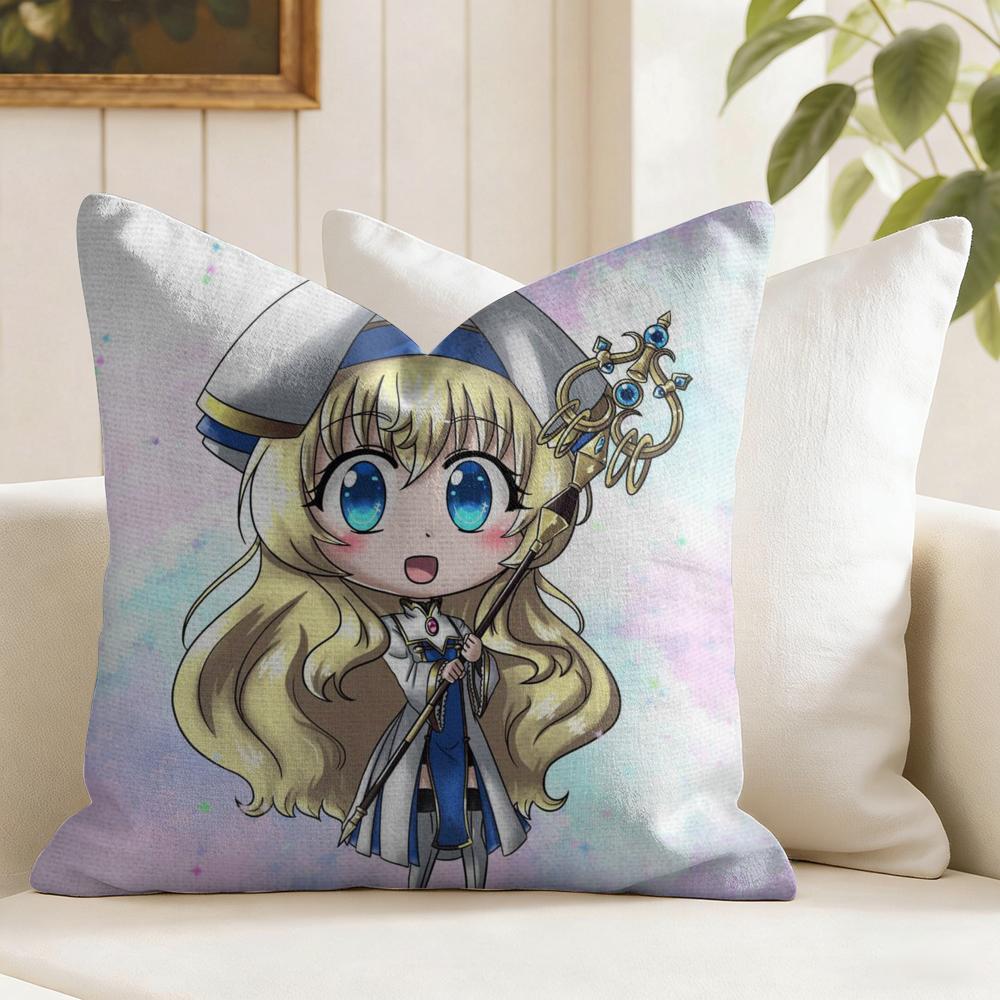 Anime GGoblin SSlayer Cushion Cover Natural Linen Double Sided Print Throw Pillow Case for Sofa Couch Home Decor
