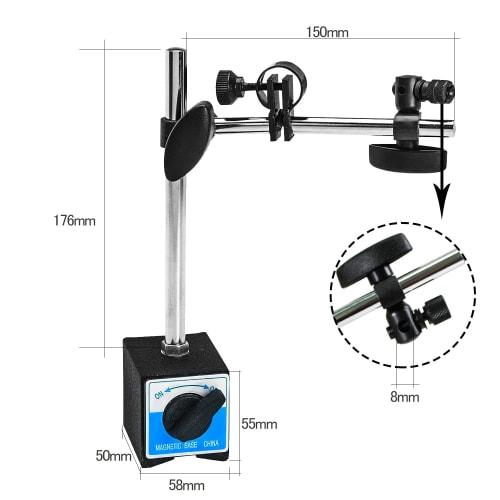 HFS(R) Magnetic Base Stand for Dial Gauges with Fine Adjustment, Magnetic Holder for Measurement and Surveying, 1 Unit (50x58x55mm)