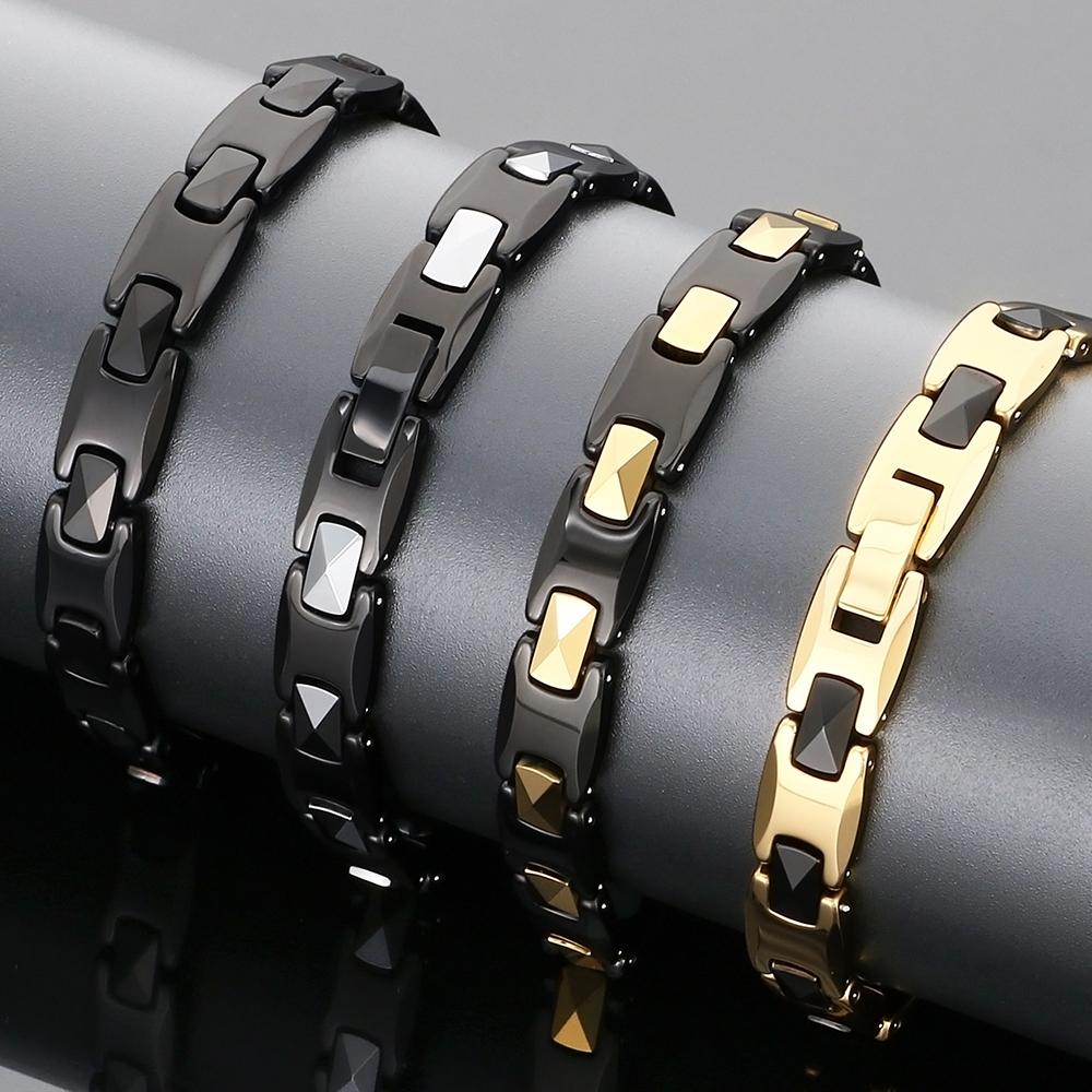 Herren Magnettherapie Germanium Armbänder für Herren Vakuumbeschichteter Wolframstahl Hypoallergener Gesundheitsschmuck Mode Geschenke für Ihn