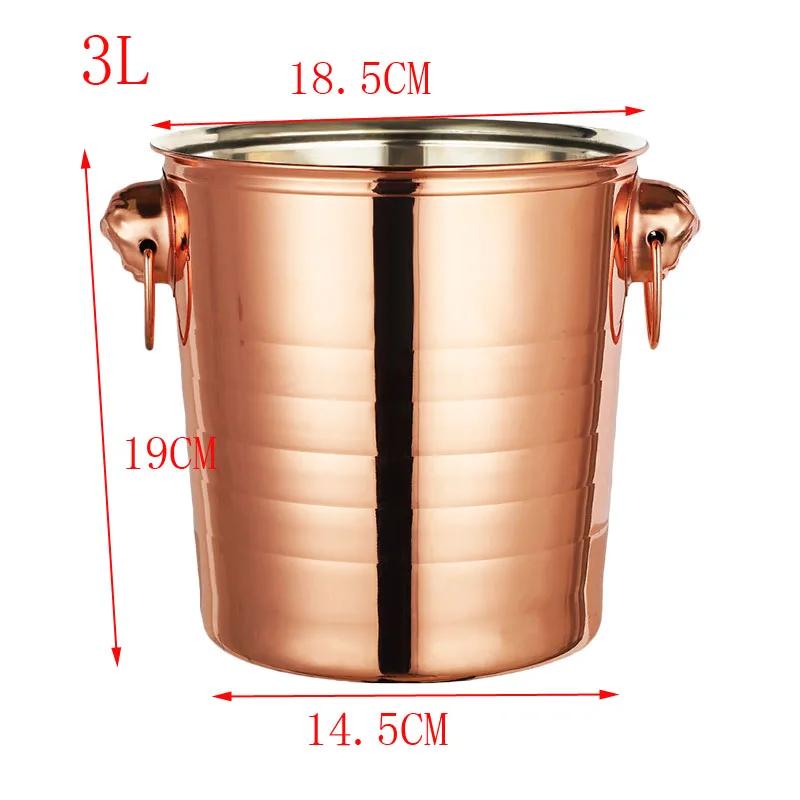 Gold Golden Thick Tiger Head Stainless Steel Ice Punch Bucket Wine Beer Cooler Champagne Cooler Party KTV Double Ear Ice Bucket