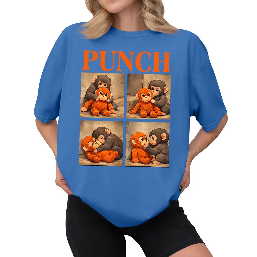 Women's Casual Printed T-Shirt Round Neck Pullover Short Sleeve Top