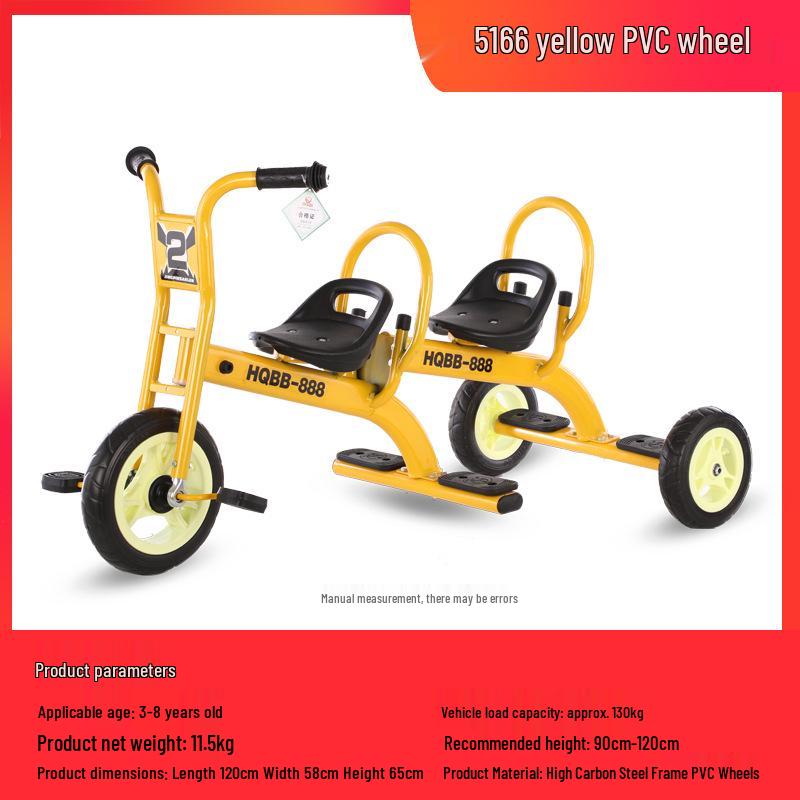 Children's Double Pedal Tricycle with Basket for Outdoor Play