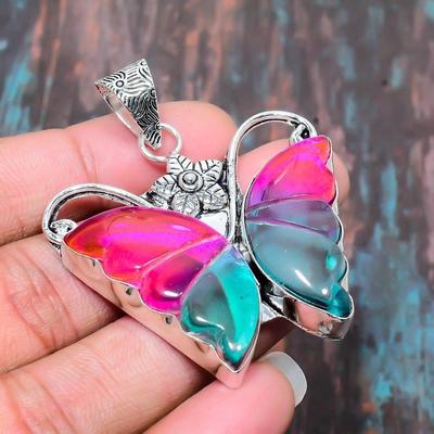 Bi-Color Tourmaline Gemstone Handmade Solid 925 Sterling Silver Jewelry Pendant