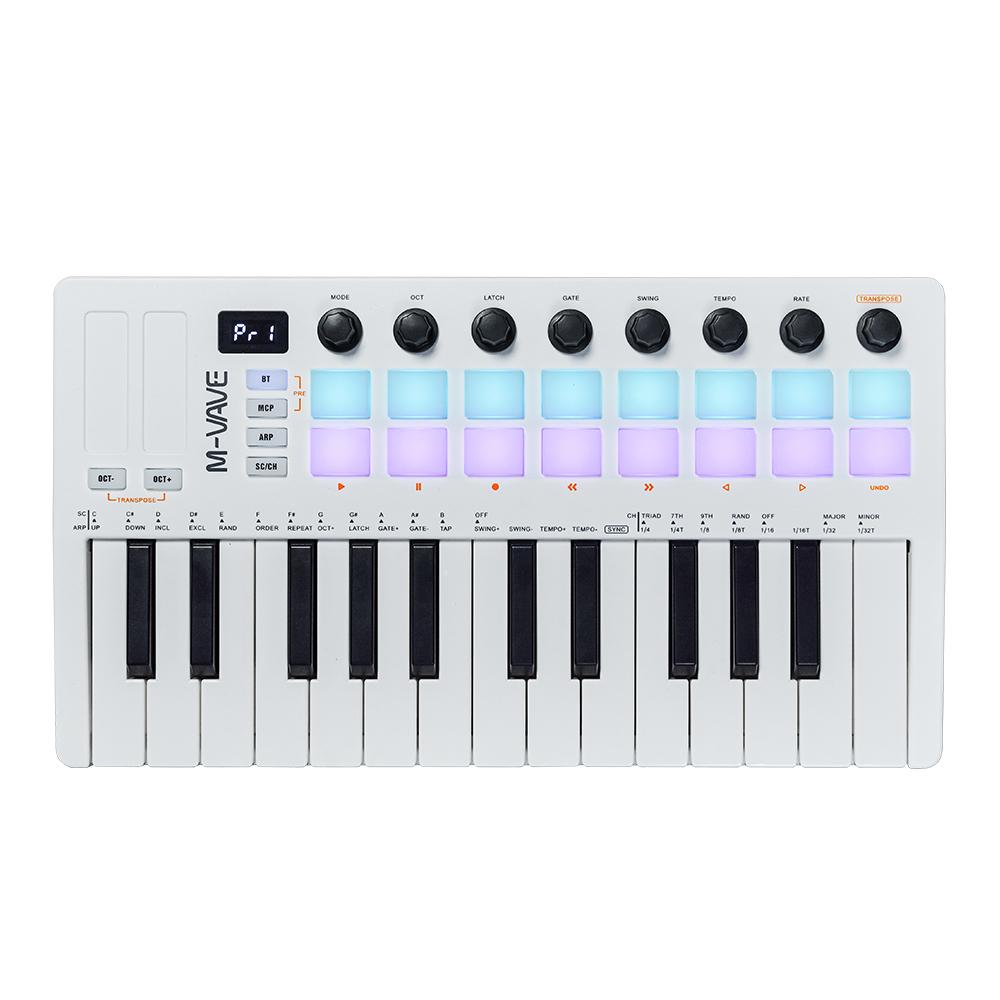 M-VAVE SMK-25 II 25 Key MIDI Controller Keyboard USB Mini 16 RGB Drum Pads 8 Knobs with Music Production Software Included