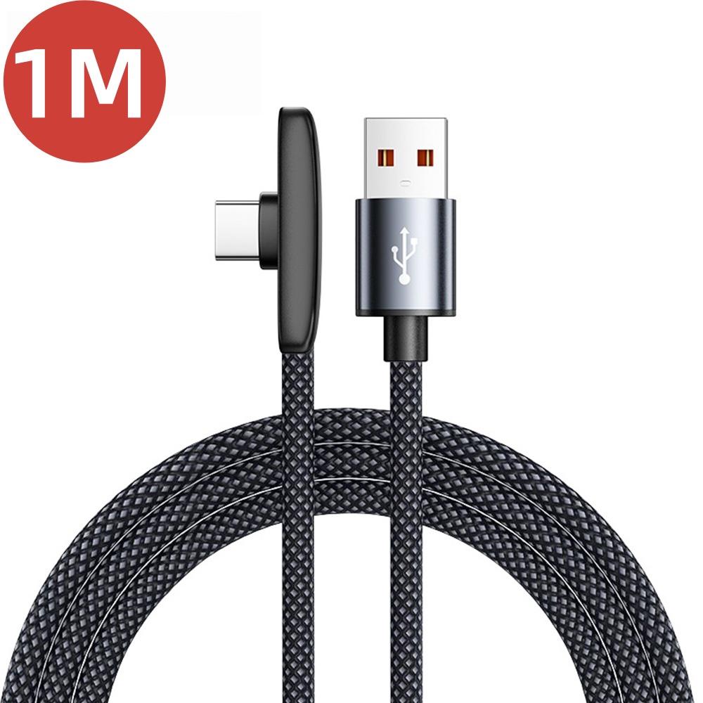 100W 6A Typ C Spelkabel, 90° Vinkel USB A till USB C Nylonflätad Snabbladdning Datakabel för Samsung Xiaomi Huawei