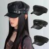 Flat Top Painter Hat Black Sailor Visor Hat Retro Beret Hat