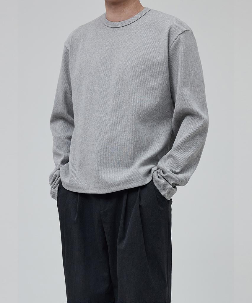 OX STUDIOS Ribbed Crop Long Sleeve (Melange Grey)