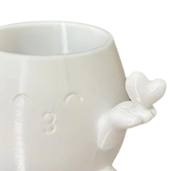 Small Indoor Plant Container Cute Succulents Planter, 3D Printed Pot with Hand Holding Heart, Desktop Flower Resin for Home Office Desk Decor