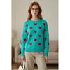 Women's Heart Shape Jacquard Knit Sweater - European & Korean Style, Loose Fit for Autumn/Winter