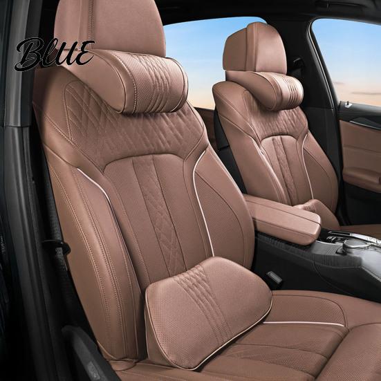 Adjustable Neck Pillow for Car Travel Universal Memory Foam Headrest Pillow Ergonomic Support Auto Breathable Nappa Leather Seat Cushion Long