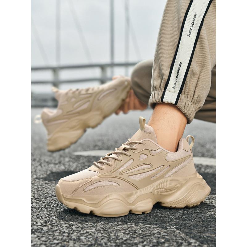 Large size new soft-soled sneakers spring and summer wear-resistant men's shoes black platform casual shoes mesh dad shoes
